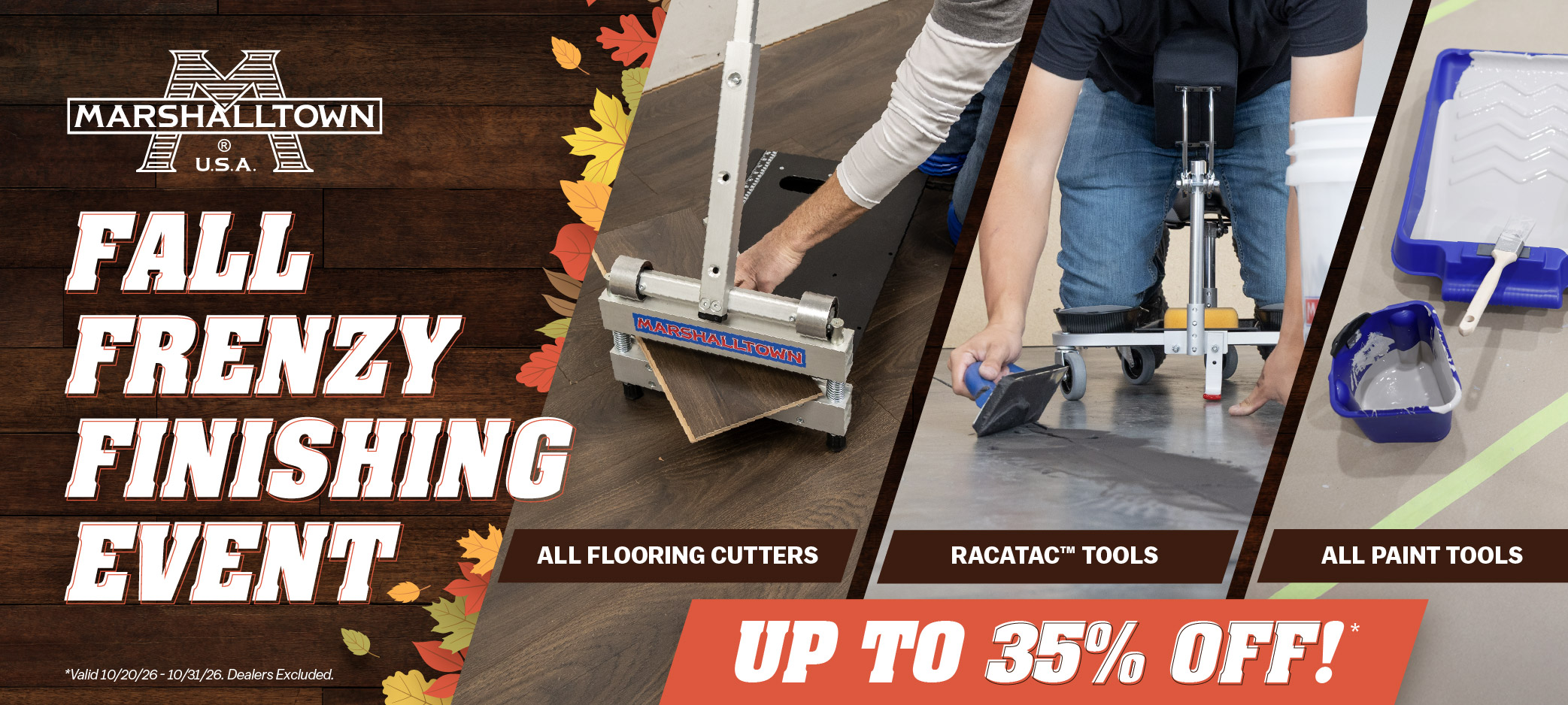 Save up to 35% off flooring cutters, RACATAC and painting tools